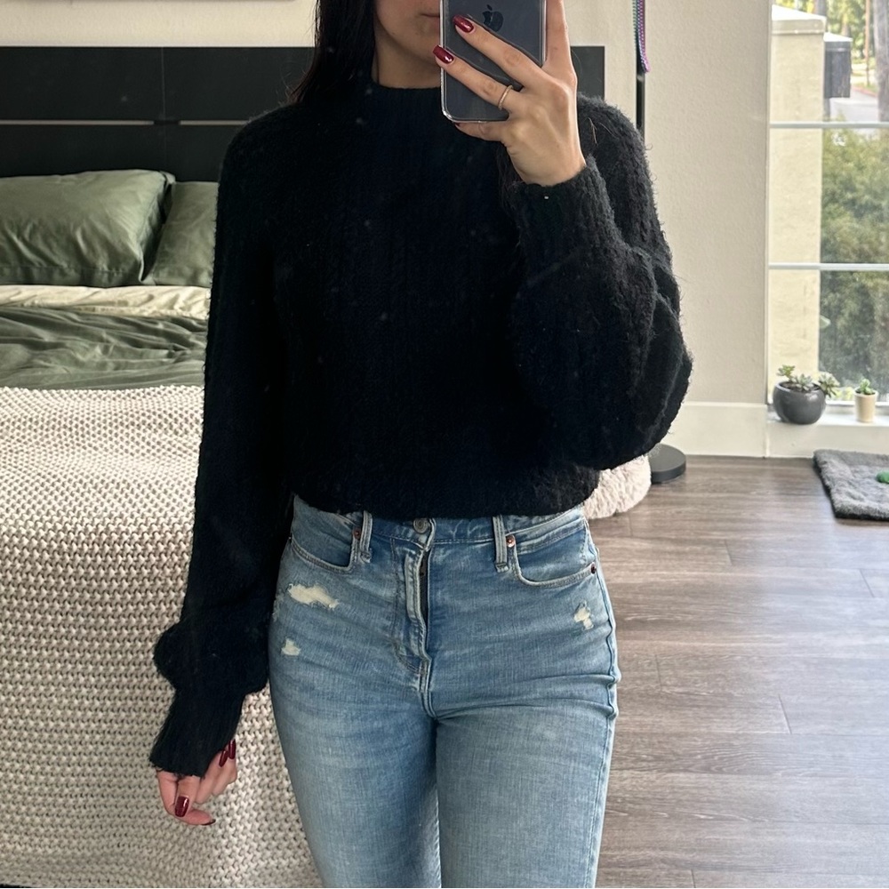 A&F Cropped Black Sweater